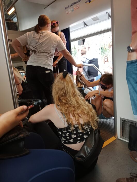 People crowding in a train