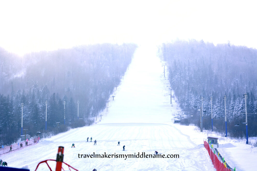 Daytime: View of the ski slope in Snow Town, China