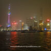 Shanghai skyline and the Oriental Pearl at night.