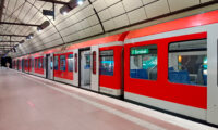 Red S-Bahn train in Hamburg