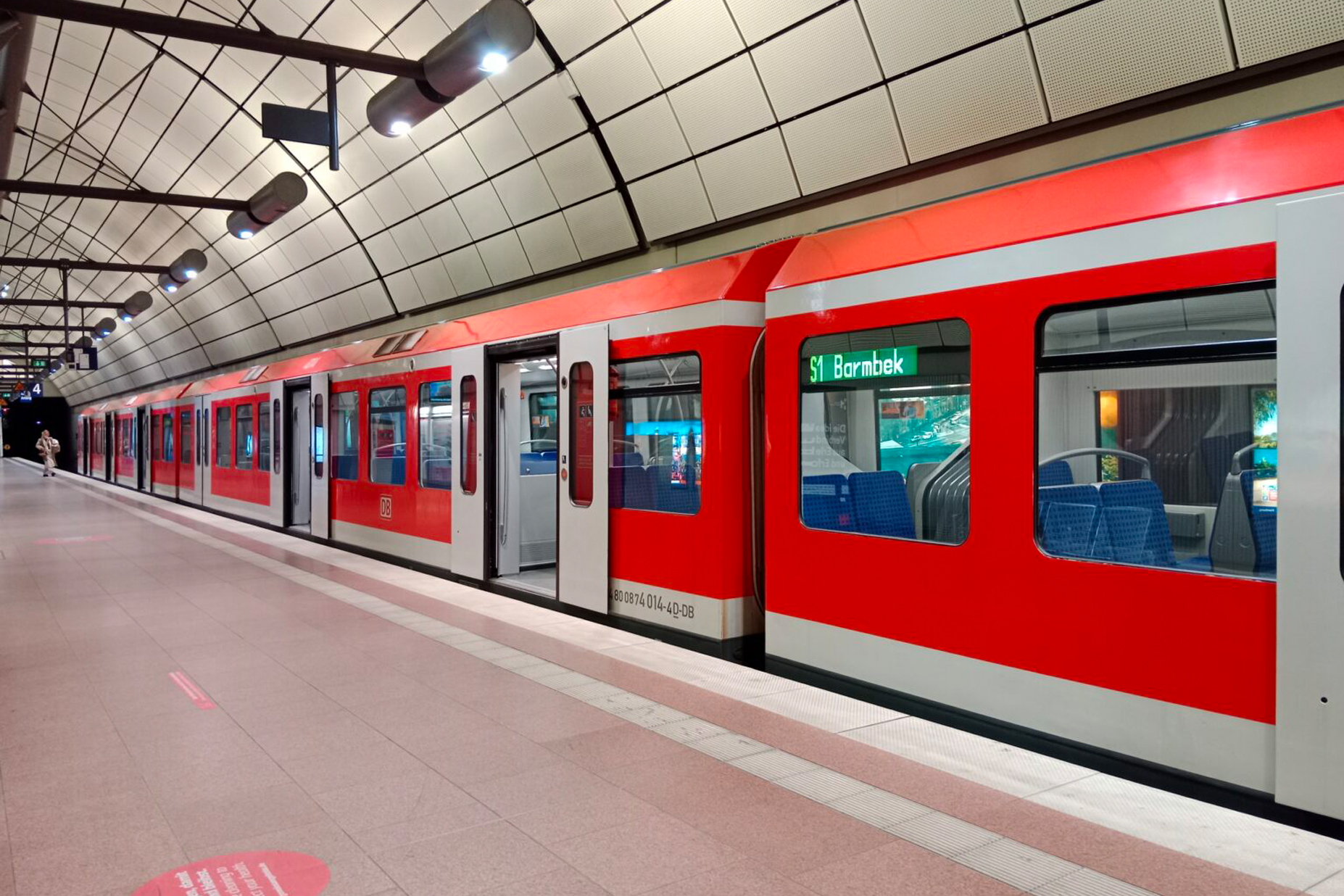 Red S-Bahn train in Hamburg
