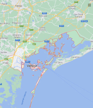 Map showing the location of Venice