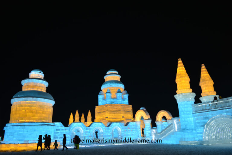 Buildings made of ice at the Harbin International Ice Sculpture Festival. Photo credit: Author