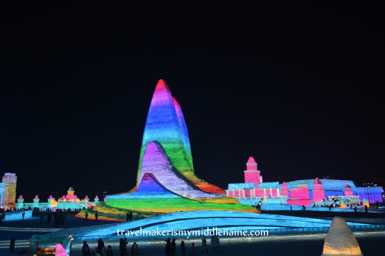 Buildings made of ice at the Harbin International Ice Sculpture Festival. Photo credit: Author