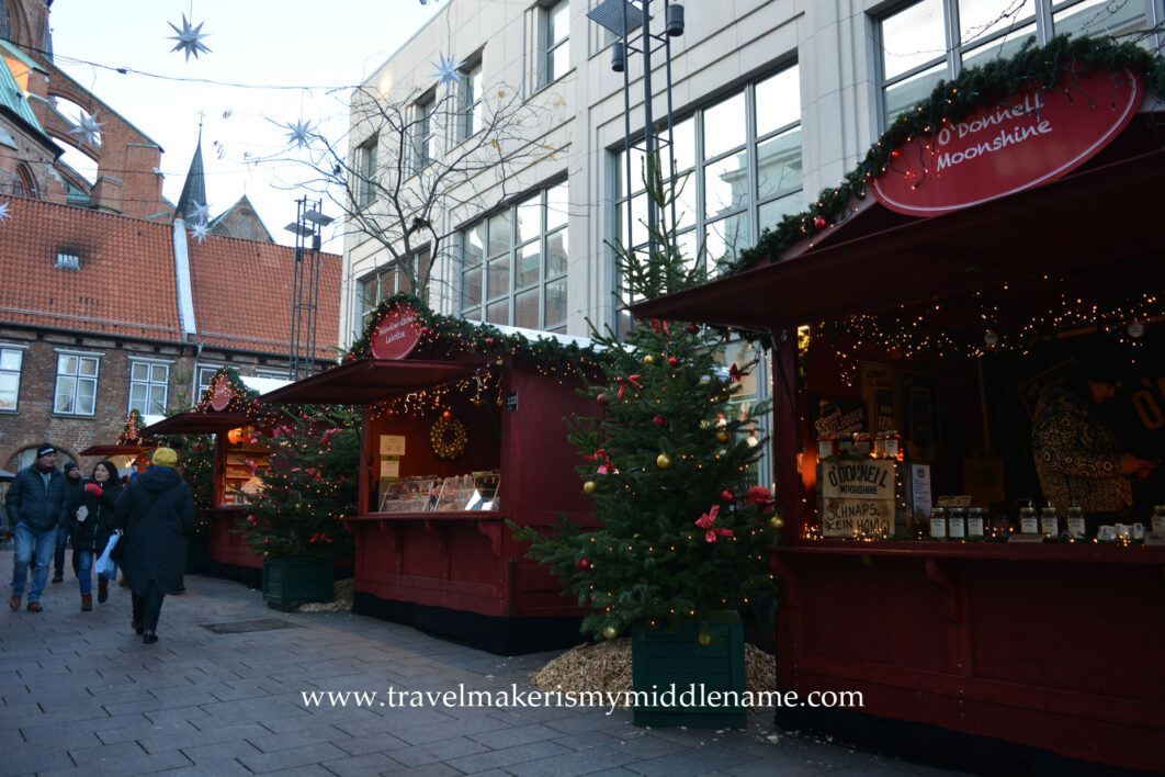 Christmas market stalls in Lübeck