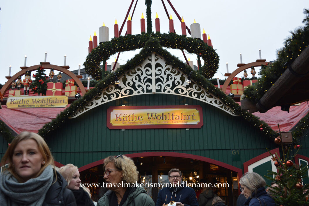 Käthe Wohlfahrt is a major Christmas market stall that sells wooden toys and figurines.