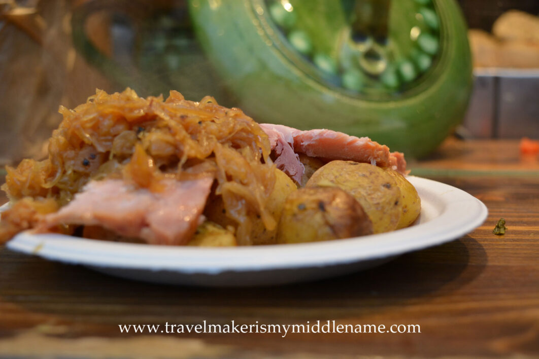 Roasted pork with potatoes and sauerkraut