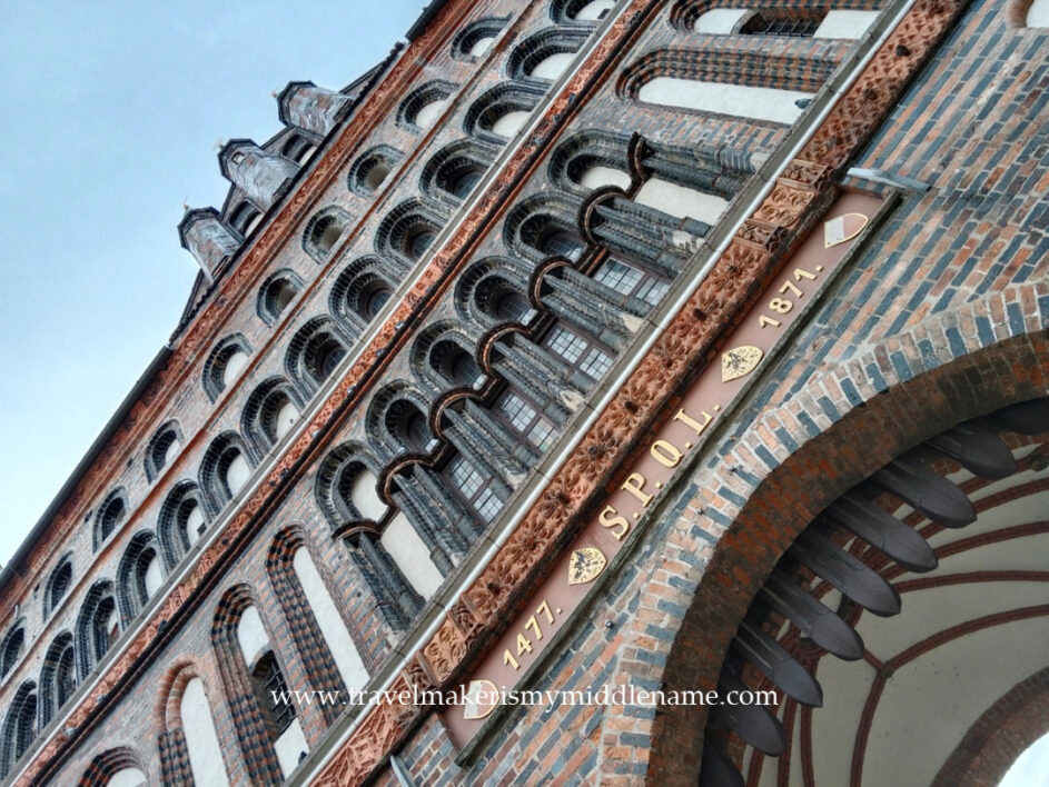 Close up of the detail in the brickwork of the Holstentor facade